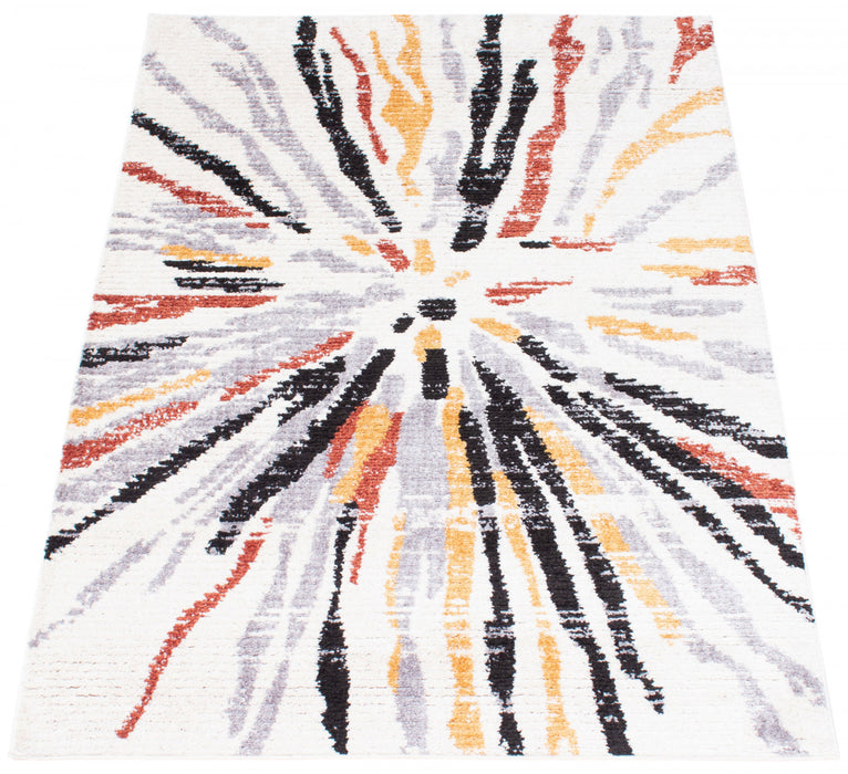 Paloma Sunburst Black, White Area Rug - 6'7\" x 9'6”