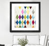 "Diamonds" Matted and Framed Black 36x36 Wall Art