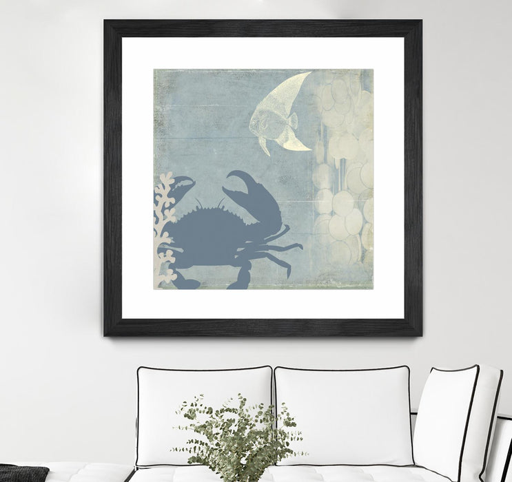 \"Ocean Life Ii\" Matted and Framed Black 36x36 Wall Art