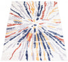 Paloma Sunburst Navy, White Area Rug - 5'3" x 7'3"