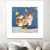 "Peach And White Bouquet" Matted and Framed White 30x30 Wall Art