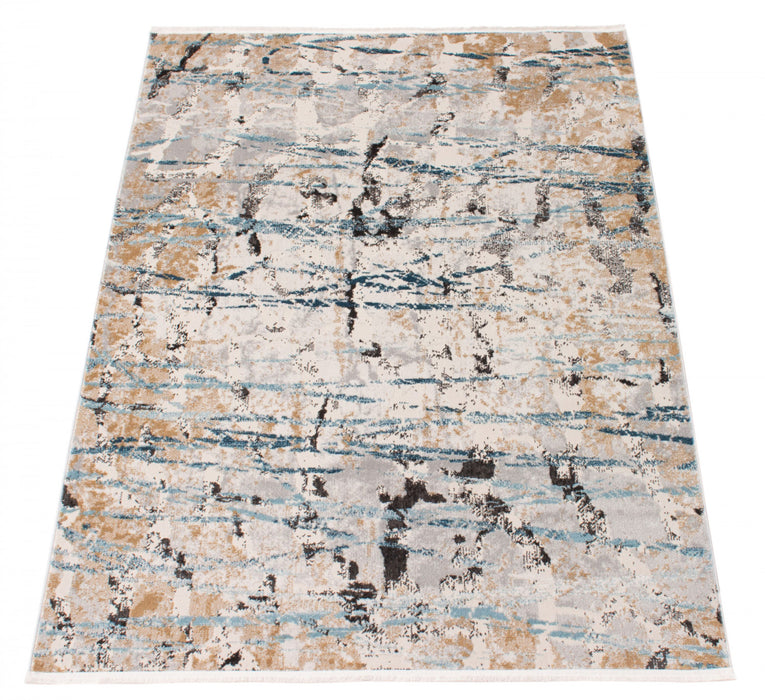 Tahi Blue, Grey, Taupe Rug 6'7\" X 9'6\" Area Rug