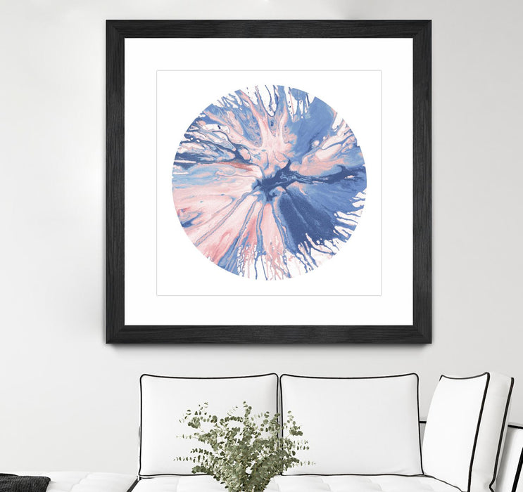 \"Spin Art 21\" Matted and Framed Black 30x30 Wall Art