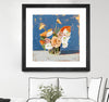 "Peach And White Bouquet" Matted and Framed Black 30x30 Wall Art