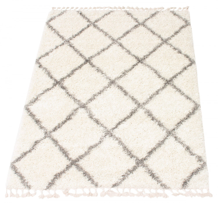 Helma Diamond Cream Shag 3'11\" X 5'11\" Area Rug