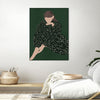 "Woman In Green" Canvas Framed Black 24x32 Wall Art