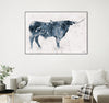 "Longhorn V2" Canvas Framed Black 36x24 Wall Art