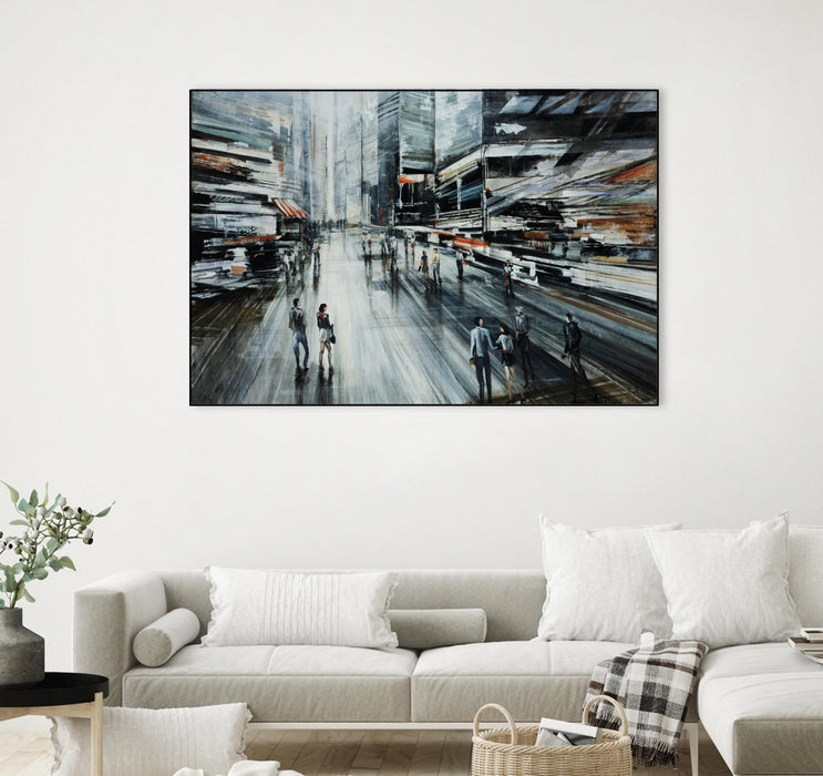 \"Rush\" Canvas Framed Black 36x24 Wall Art