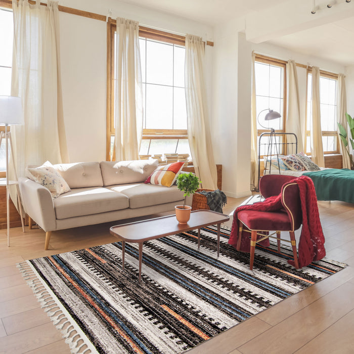 Vera Linear Multi-Colour Area Rug - 7'10\" x 10'5\"