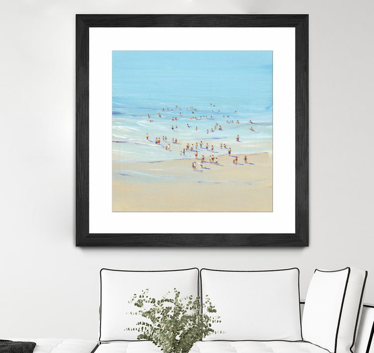 \"Beach Day I\" Matted and Framed Black 36x36 Wall Art