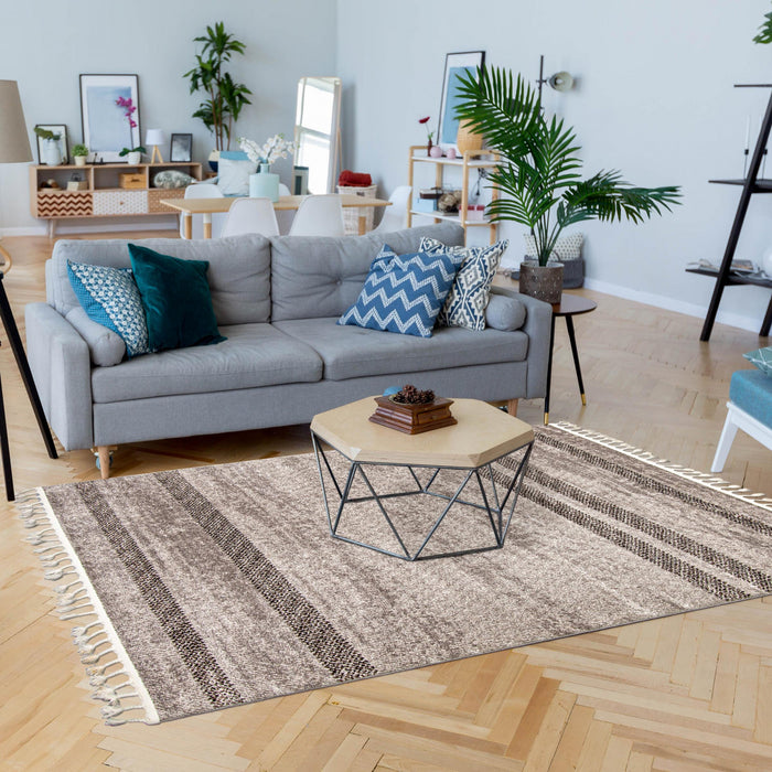Vera Coastal Grey/Ivory Area Rug - 5'2\" x 7'5\"
