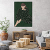 "Woman In Green" Canvas Framed Black 24x32 Wall Art