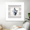 "Muted Blue Sea Conch On Wood" Matted and Framed White 30x30 Wall Art