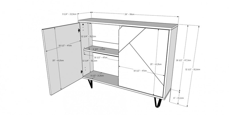 Nordika 2-Door Accent Cabinet - Nutmeg/Charcoal