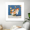"Peach And White Bouquet" Matted and Framed White 30x30 Wall Art