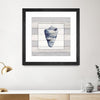 "Muted Blue Shell On Wood" Matted and Framed Black 36x36 Wall Art