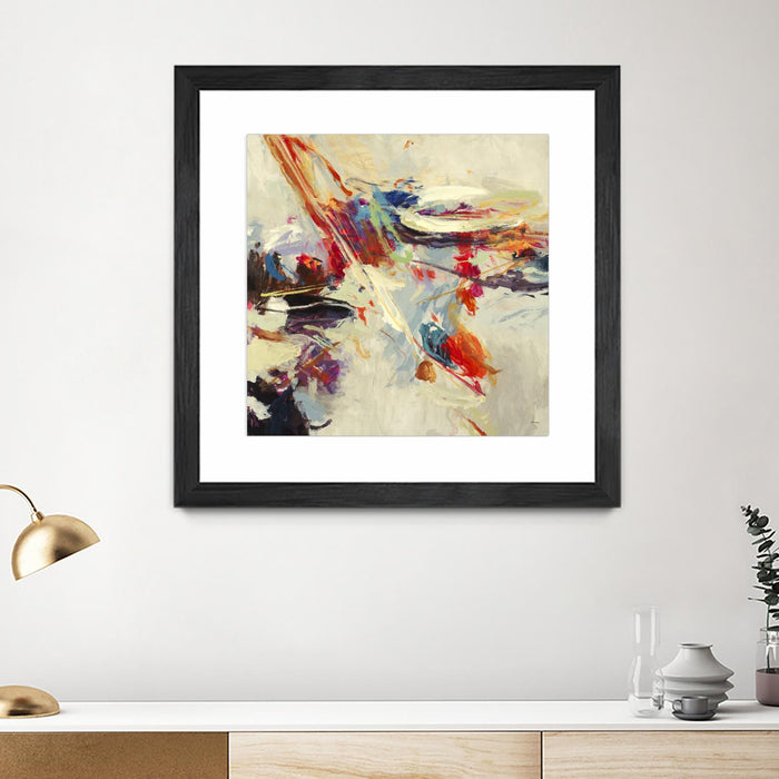 \"Positive Energy I\" Matted and Framed Black 30x30 Wall Art