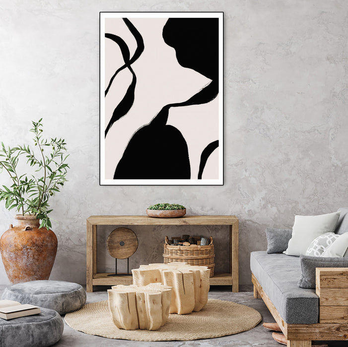 \"Mouvement\" Canvas Framed Black 30x40 Wall Art