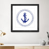 "Blue Nautical Circle I" Matted and Framed Black 36x36 Wall Art
