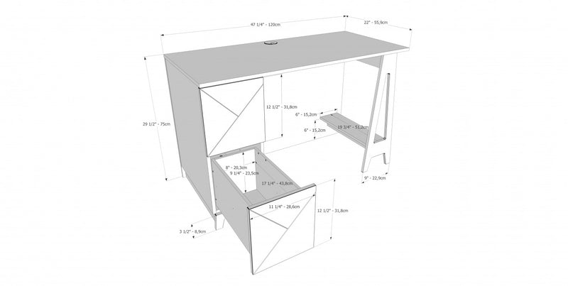 Nordika Atypik 2-Drawer Desk - Black