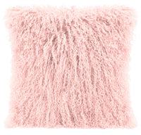 Mongolian Sheepskin Accent Pillow - Rose