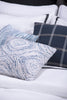 Distressed Medallion Accent Pillow – Off-White, Blue and White