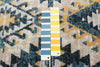 Mosaic Taupe/Blue Machine Washable Area Rug - 2'6" x 8'0"