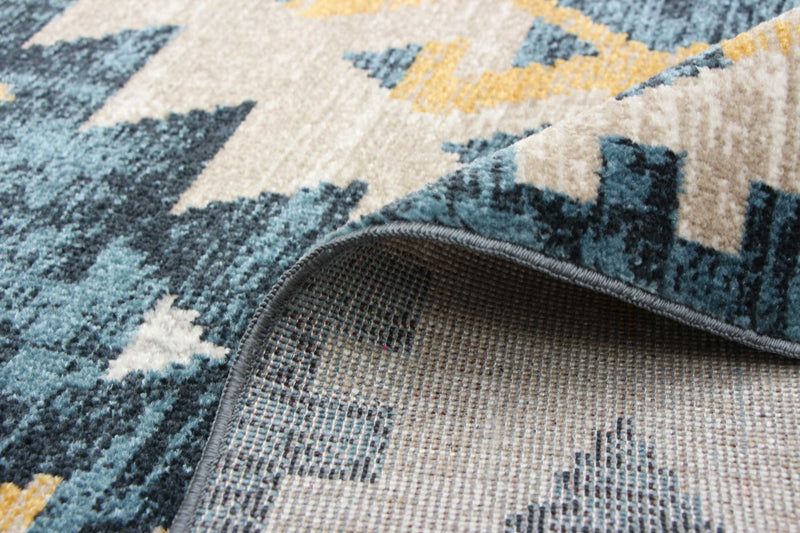 Mosaic Taupe/Blue Machine Washable Area Rug - 8'0\" x 10'0\"