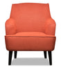 Aimy Linen-Look Fabric Accent Chair - Orange - {Modern}, {Retro} style Accent Chair in Orange {Plywood}, {Solid Woods}