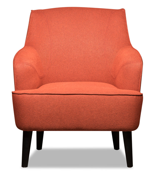 Aimy 28\" Linen Look Fabric Accent Chair with Cylindrical Wood Legs - Orange