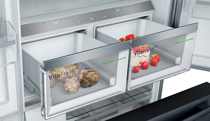 Bosch 800 Series 36\" 20.5 Cu. Ft. Smart French Door Refrigerator with Dual Compressor - Black Stainless Steel