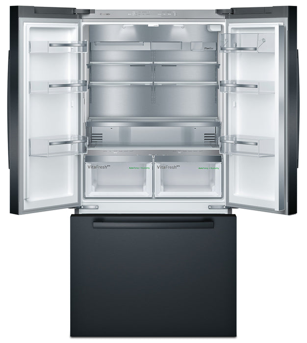 Bosch 800 Series 36\" 20.5 Cu. Ft. Smart French Door Refrigerator with Dual Compressor - Black Stainless Steel