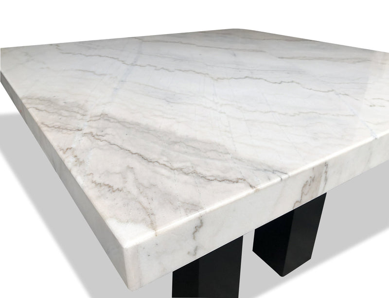 Cami Dining Table with Genuine Marble Top, 70\"W - White