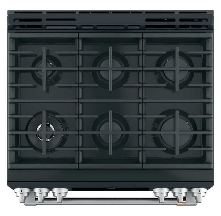 Cafe 5.7 Cu. Ft. Smart Dual Fuel Range with True European Convection and Self Clean Racks - Matte Black - CC2S900P3MD1