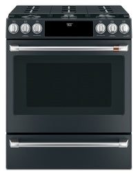 Cafe 5.7 Cu. Ft. Smart Dual Fuel Range with True European Convection and Self Clean Racks - Matte Bl…