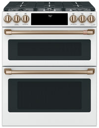 Cafe 6.7 Cu. Ft. Smart Gas Range with True European Convection and Self Clean Racks - Matte White - …