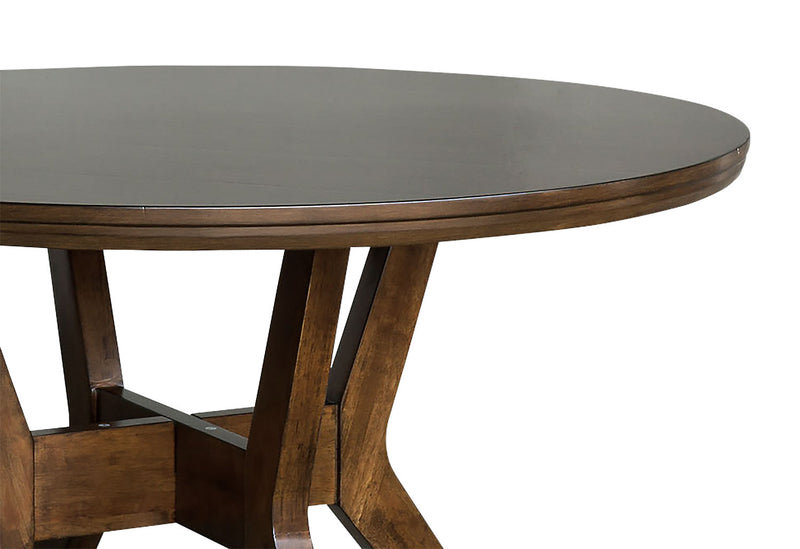 Chelsea 5pc Dining Set with Table & 4 Blue Chairs, 48\"W Round - Walnut Brown