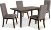 Chelsea 5pc Dining Set with Table & 4 Brown Chairs, 60\"W - Walnut Brown