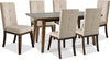 Chelsea 7pc Dining Set with Table & 6 Taupe Chairs, 60\"W - Walnut Brown