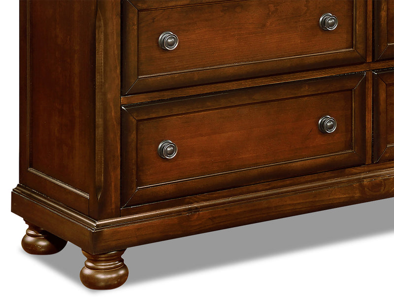 Chelsea Bedroom 7-Drawer Dresser, 60\"W x 38\"H - Cherry Brown