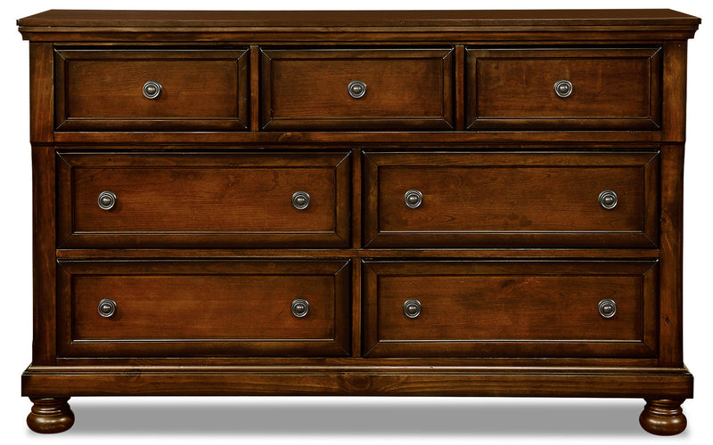 Chelsea Bedroom 7-Drawer Dresser, 60\"W x 38\"H - Cherry Brown