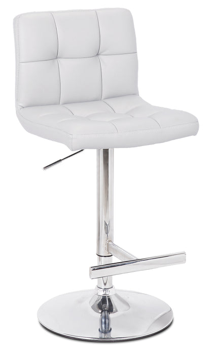 Cruz Barstool with Swivel & Adjustable Seat, Vegan Leather Fabric, 24-33\"H, Metal - White