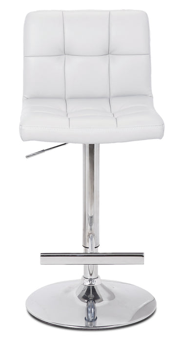 Cruz Barstool with Swivel & Adjustable Seat, Vegan Leather Fabric, 24-33\"H, Metal - White