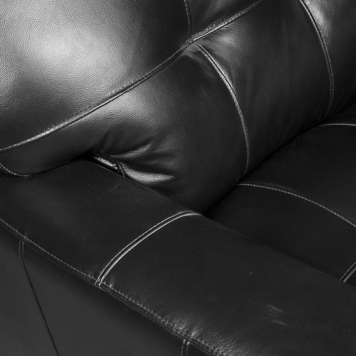 Curt 63\" Genuine Leather Loveseat with Button Tufting - Black