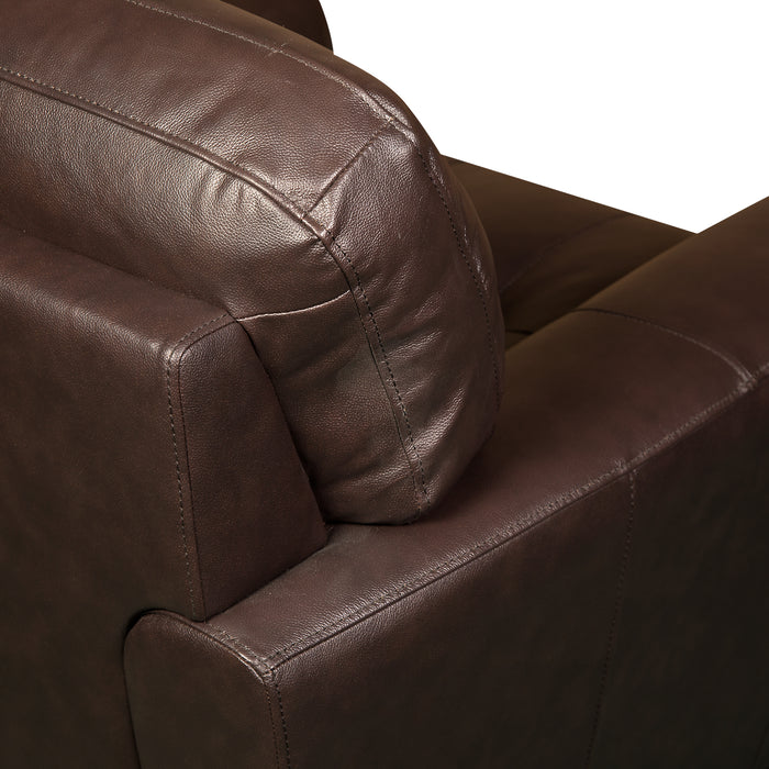 Curt 85\" Genuine Leather Sofa with Button Tufting - Brown