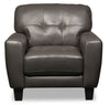 Curt Genuine Leather Chair - Grey - {Modern}, {Retro} style Chair in Grey {Solid Woods}