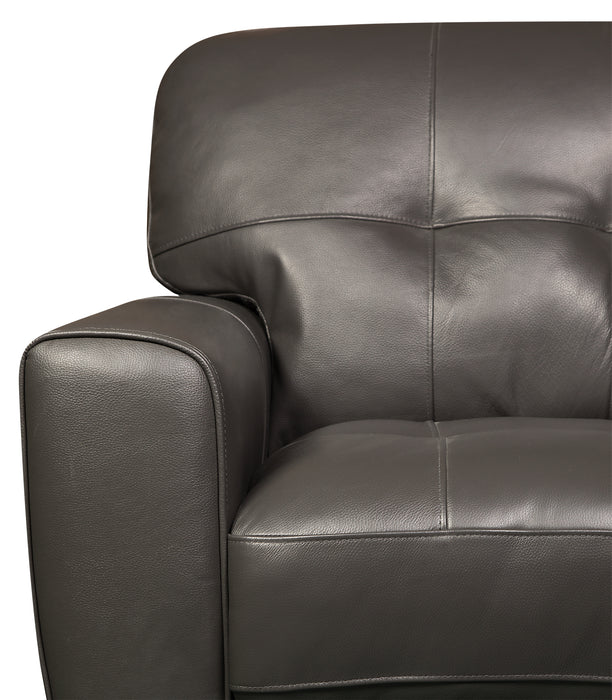 Curt 85\" Genuine Leather Sofa with Button Tufting - Grey
