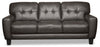 Curt 85\" Genuine Leather Sofa with Button Tufting - Grey
