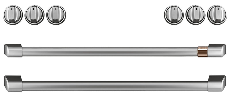 Café Gas Range Brushed Stainless Steel Knobs and Handles Set - CXFCGHKPMSS