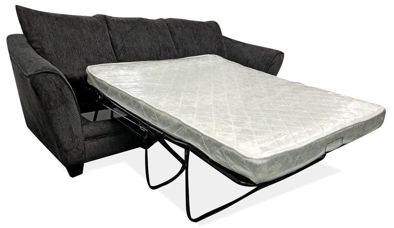 Made in Canada Febe 85\" Chenille Fabric Full-Size Condo Sofa Bed with Flared Arms - Charcoal Grey